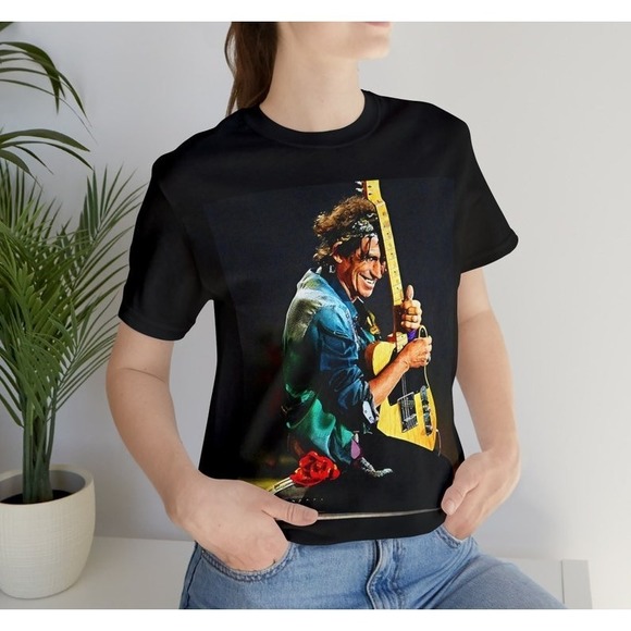 Keith Richards, Rolling Stones Holding A Guitar Tee, Unisex Shirt, Gift For Fan - Picture 1 of 4
